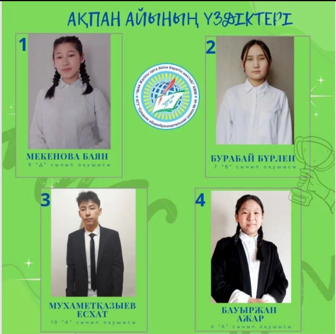 Озық төрттіке енген мектебіміздің оқушылары