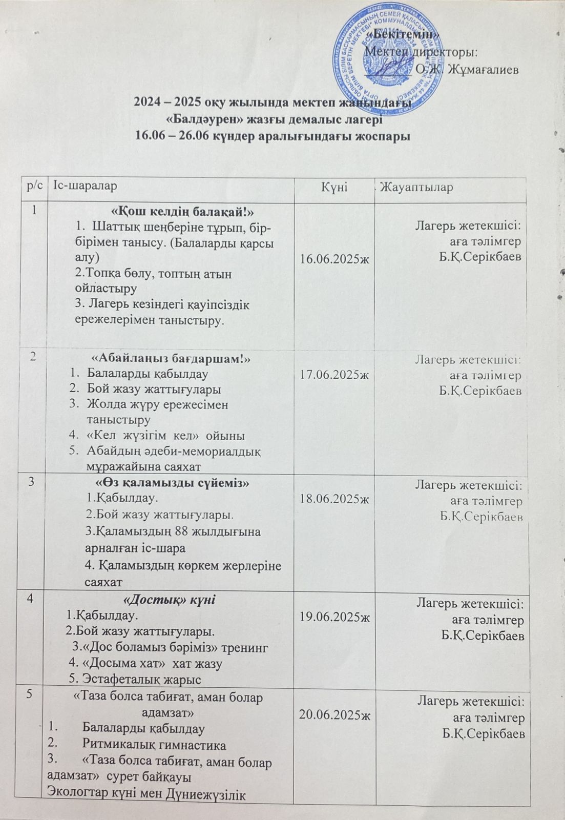 “Балдаурен”лагерінің 2 маусымы өз жұмыстарын бастады.